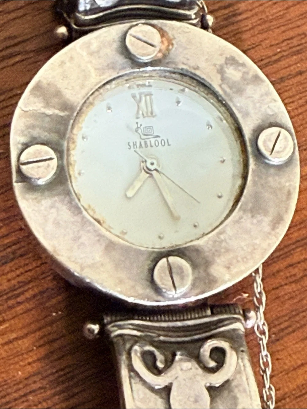 Shablool Sterling Silver 925 Women's Watch Hammered Artisan Spiral Working